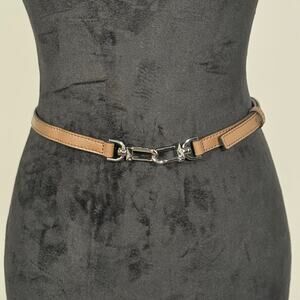 Michael Kors Adjustable Leather Chain Belt Brown 39”-50” Women’s L/XL